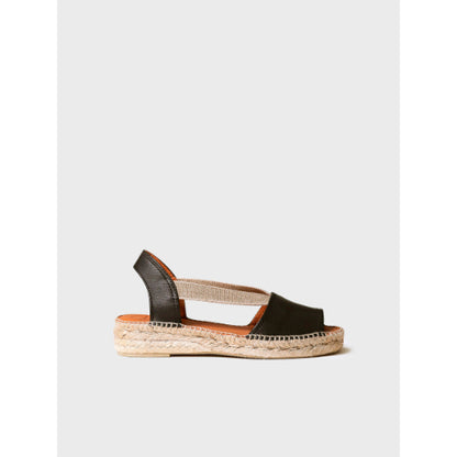 FLAT LEATHER SANDAL WITH ELASTICS - ETNA