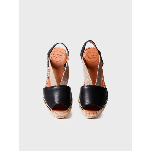 FLAT LEATHER SANDAL WITH ELASTICS - ETNA