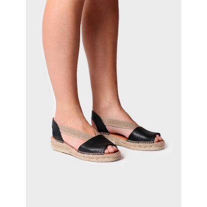 FLAT LEATHER SANDAL WITH ELASTICS - ETNA