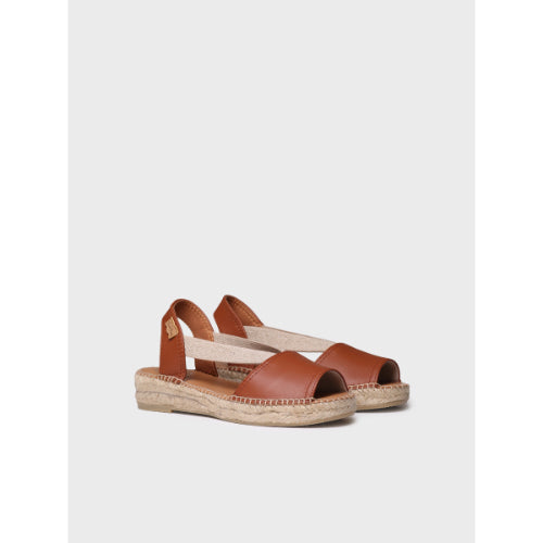 FLAT LEATHER SANDAL WITH ELASTICS - ETNA