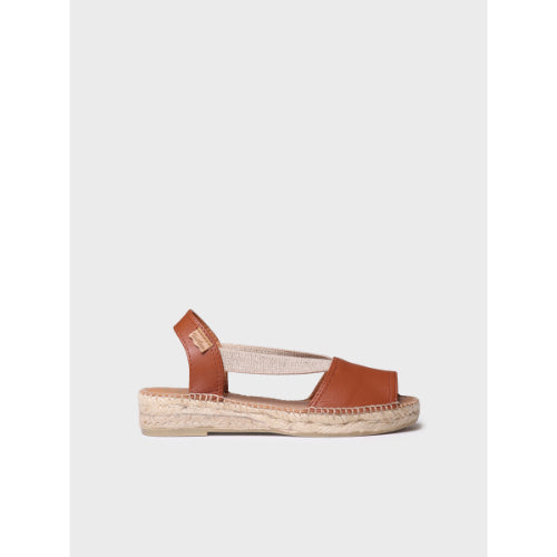 FLAT LEATHER SANDAL WITH ELASTICS - ETNA