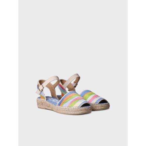 WOMEN'S FLAT SANDAL WITH MULTICOLOURED EMBROIDERY - GARBET