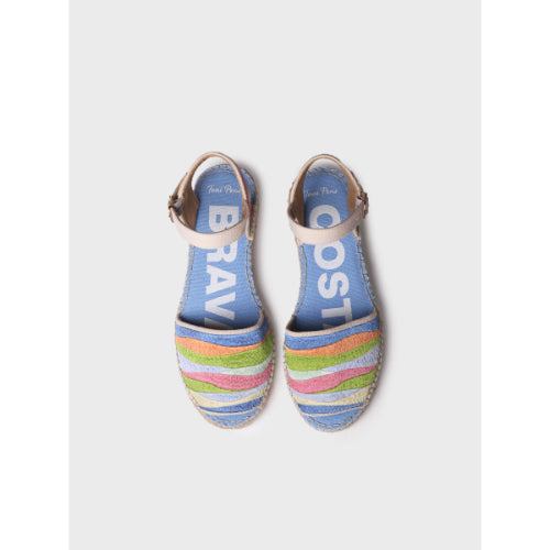 WOMEN'S FLAT SANDAL WITH MULTICOLOURED EMBROIDERY - GARBET