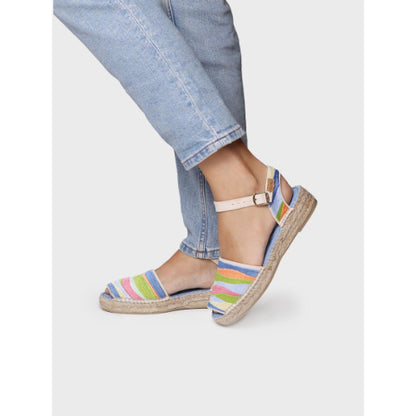 WOMEN'S FLAT SANDAL WITH MULTICOLOURED EMBROIDERY - GARBET