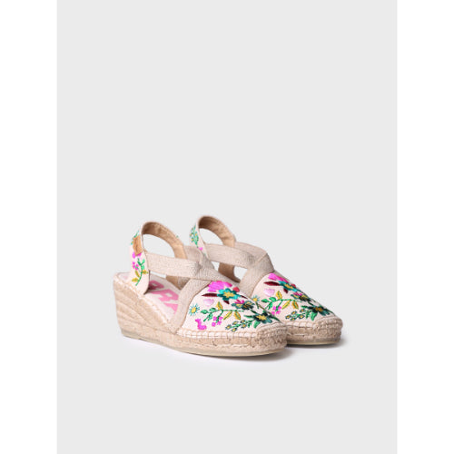 WOMEN'S WEDGE ESPADRILLES WITH MULTICOLOURED EMBROIDERY - MONTJOI