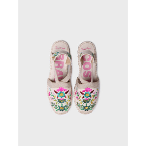 WOMEN'S WEDGE ESPADRILLES WITH MULTICOLOURED EMBROIDERY - MONTJOI