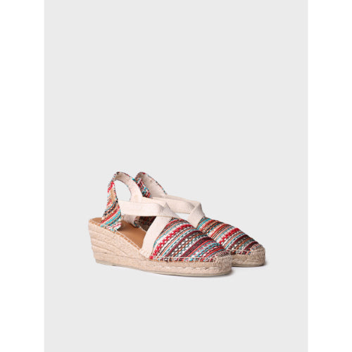 MEDIUM WEDGE ESPADRILLES IN MULTICOLOURED FABRIC - TERRA-CH